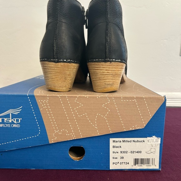 Dansko Maria Milled Nubuck Black Leather Ankle Boot with Wooden Heel - Picture 5 of 6